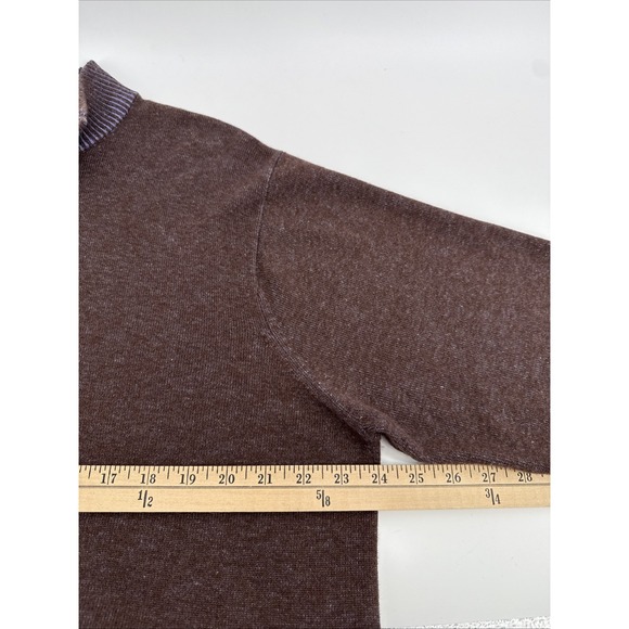Peter Millar 4 Ply Cashmere Sweater Men's XL Brown Blue Trim Soft Knit - Picture 4 of 10